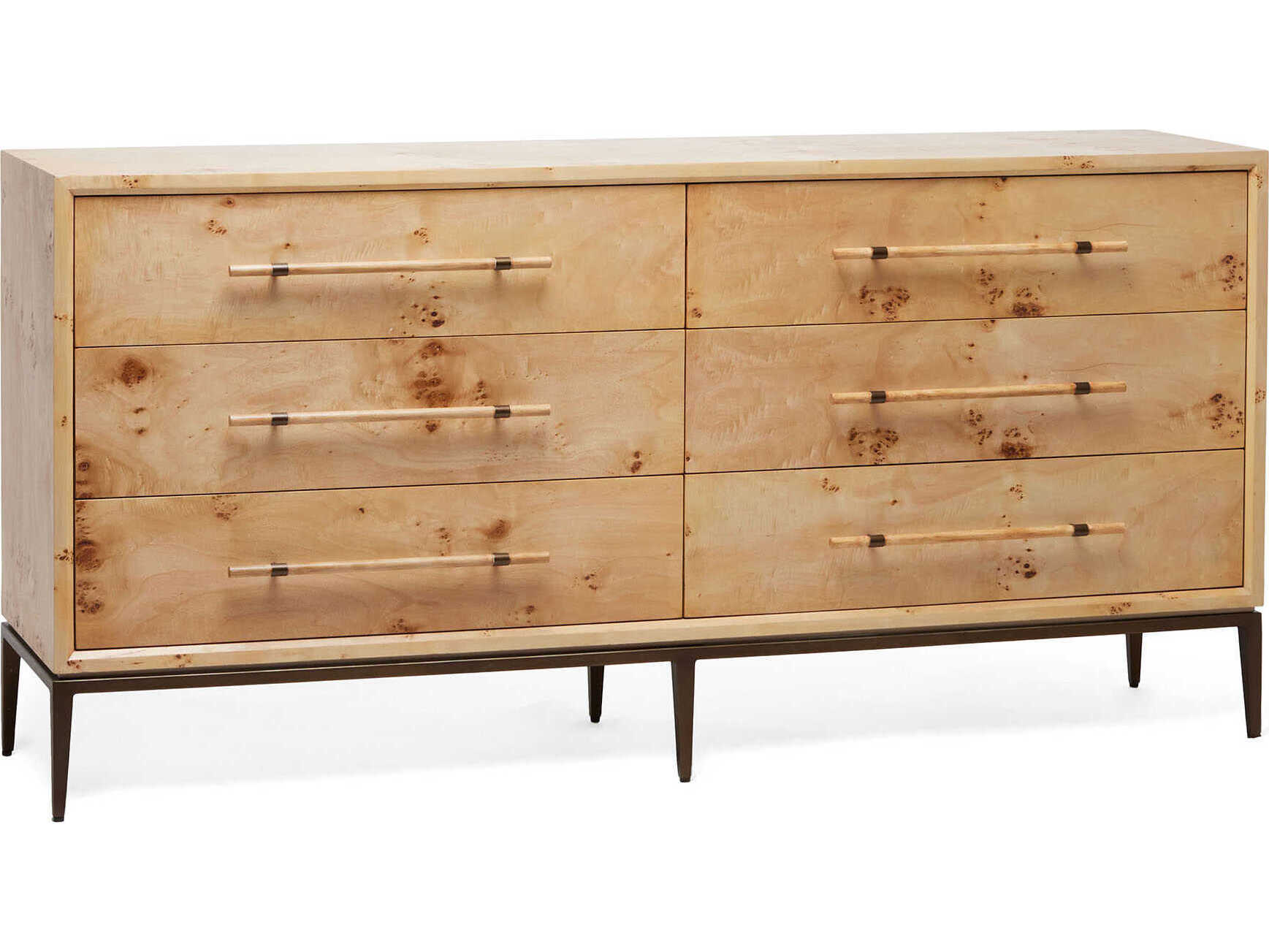 Interlude Home Burton 6-Drawers Brown Ash Wood Double Dresser