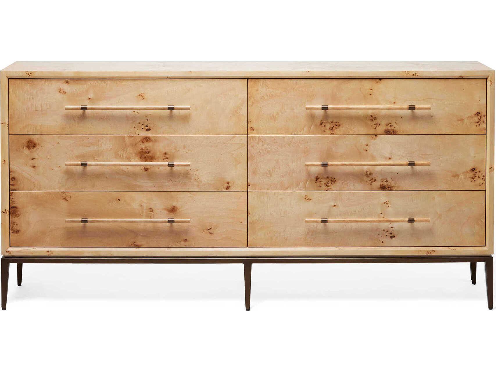 Interlude Home Burton 6-Drawers Brown Ash Wood Double Dresser