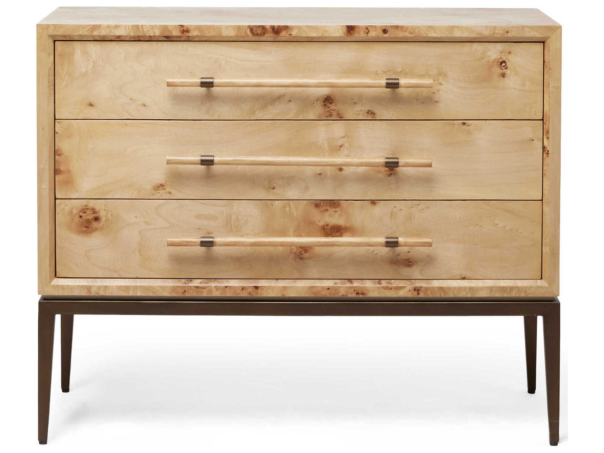 Interlude Home Burton 3-Drawers Brown Ash Wood Nightstand