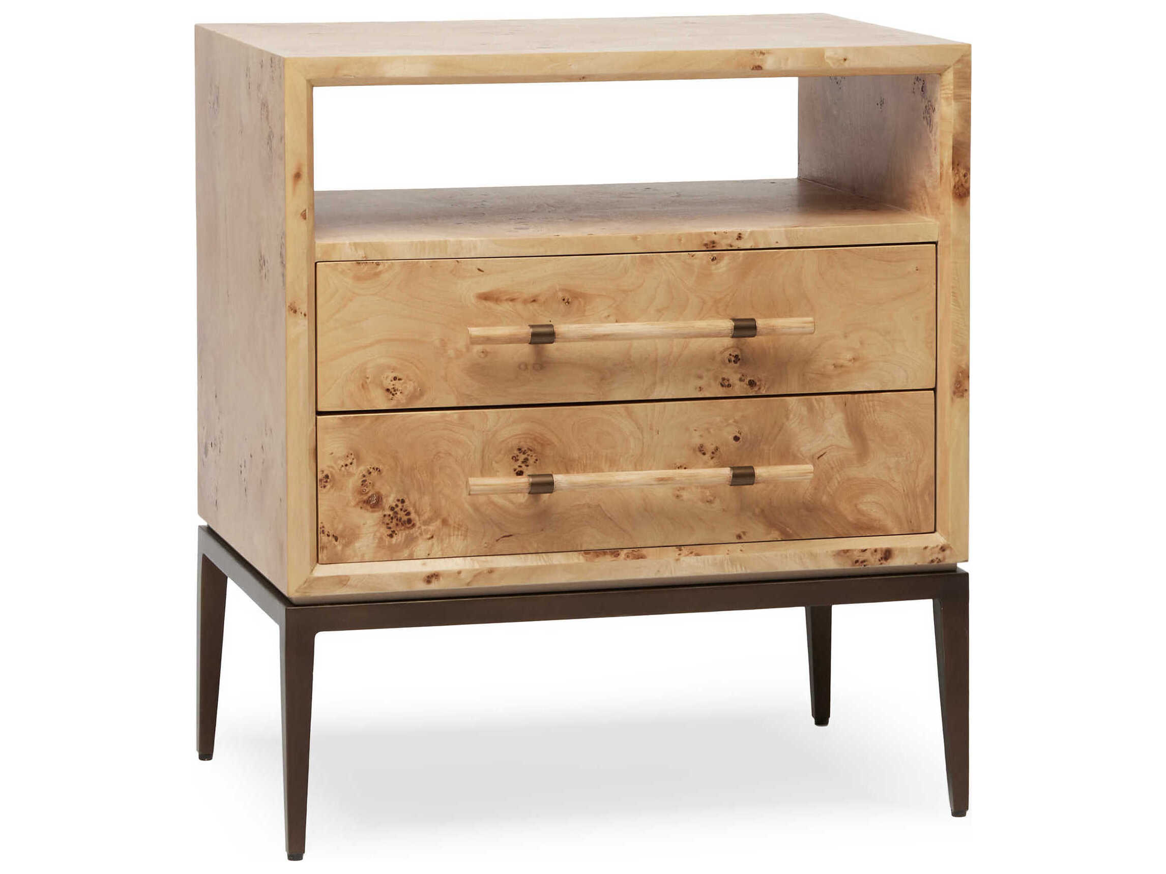 Interlude Home Burton 2-Drawers Brown Ash Wood Nightstand