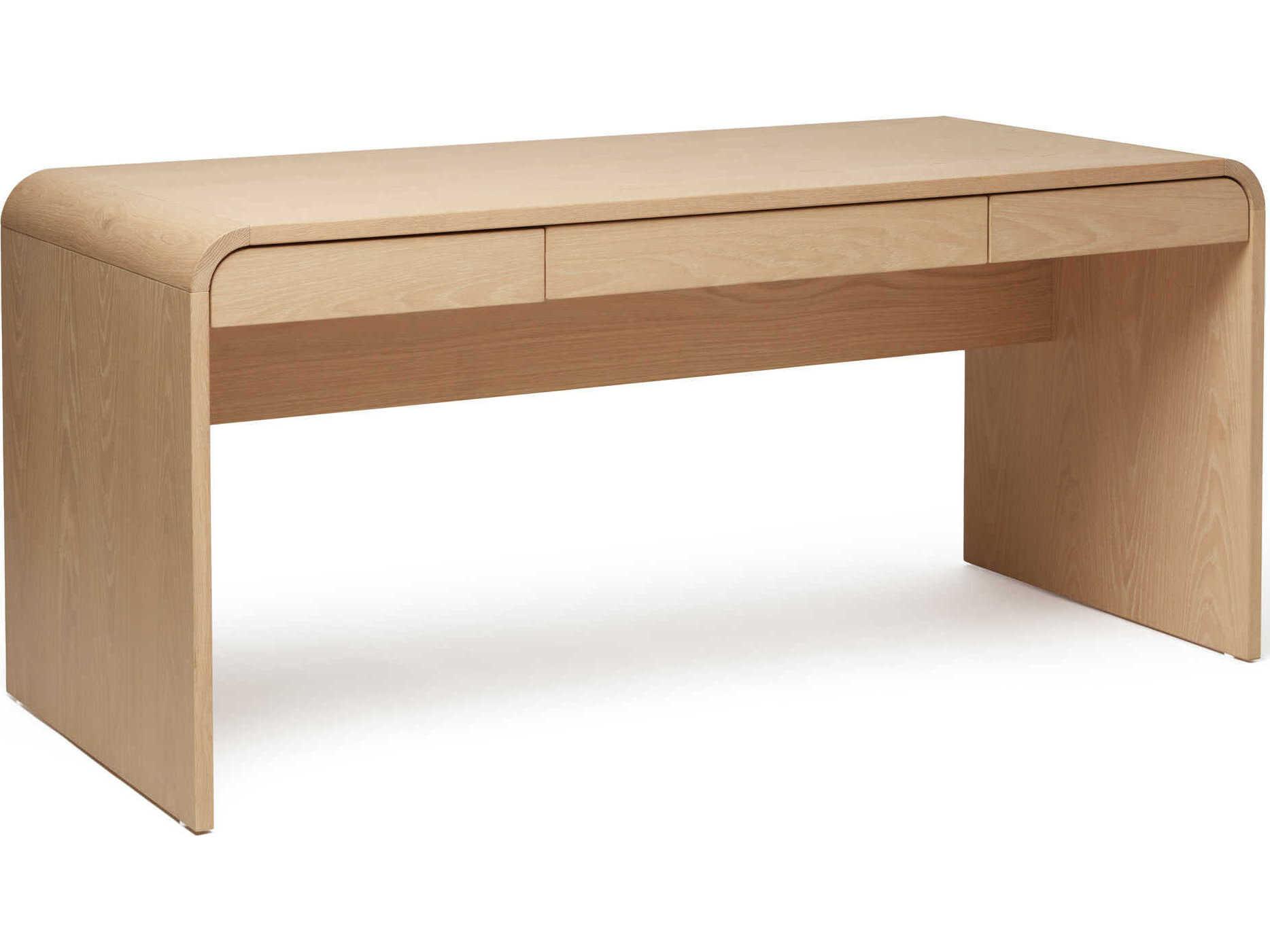 Interlude Home Marsh Saddle Beige Oak Wood Writing Desk