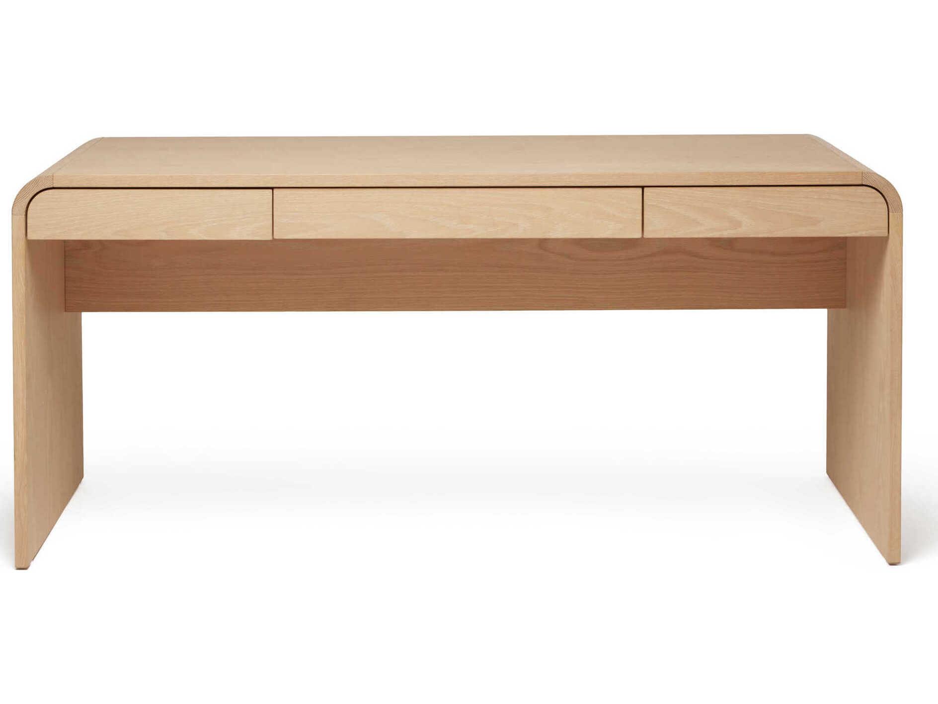 Interlude Home Marsh Saddle Beige Oak Wood Writing Desk