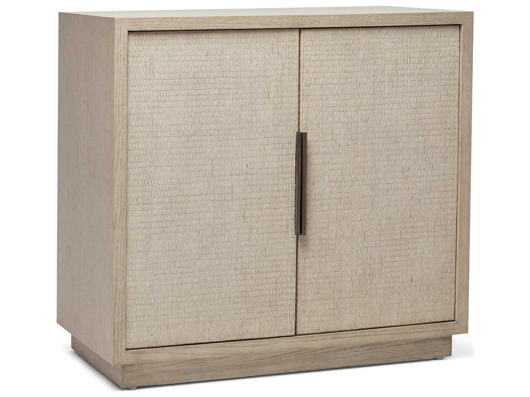Interlude Home Harperly Gray Washed Taupe Satin Aged Bronze Bar Cabinet