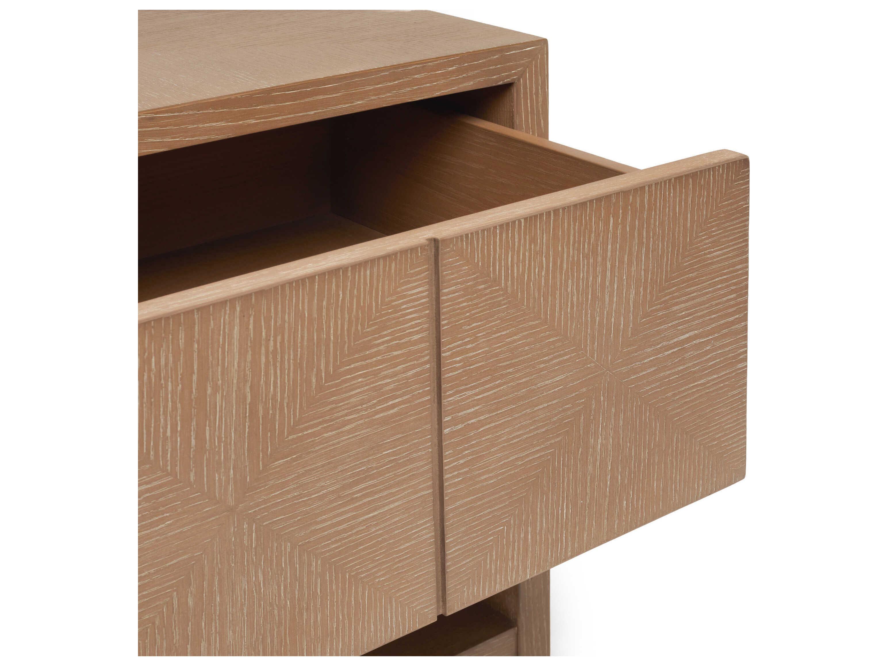 Interlude Home Lowell 1-Drawer Brown Oak Wood Nightstand