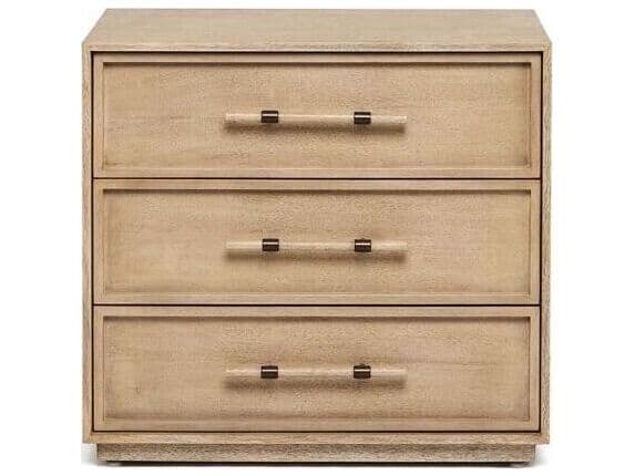 Interlude Home Clement 3-Drawers Natural Mahogany Wood Nightstand