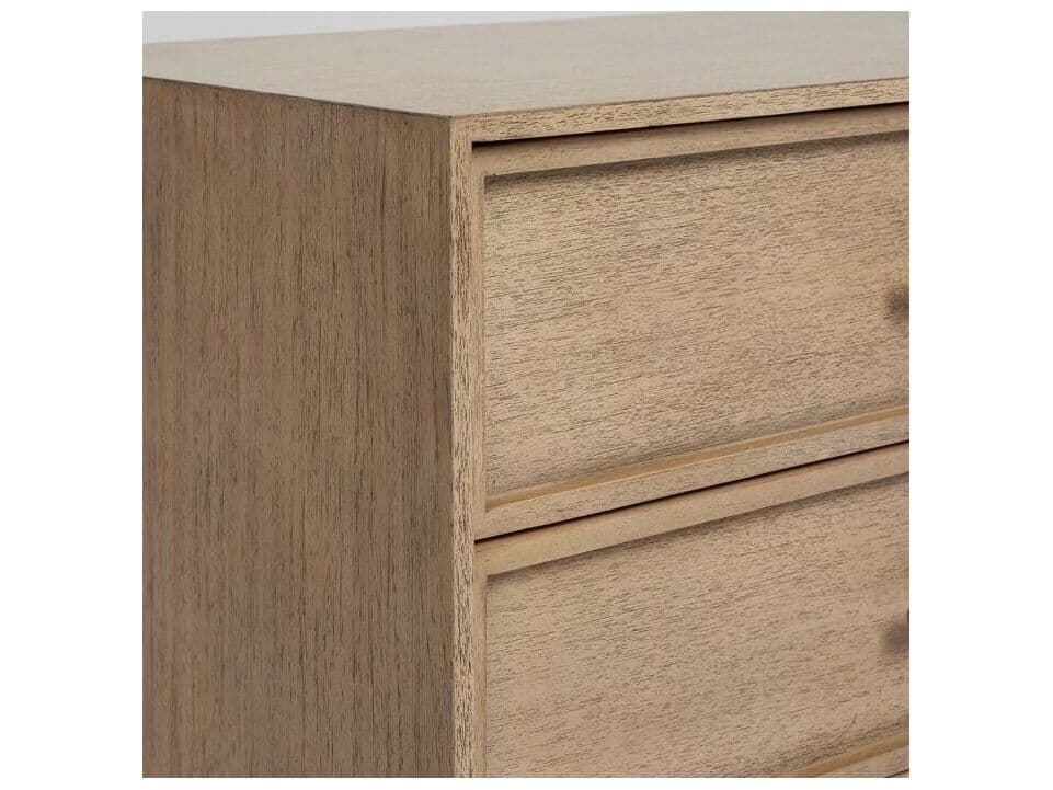Interlude Home Clement 3-Drawers Beige Mahogany Wood Nightstand