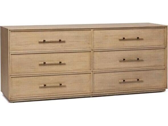 Interlude Home Clement 6-Drawers Natural Mahogany Wood Double Dresser