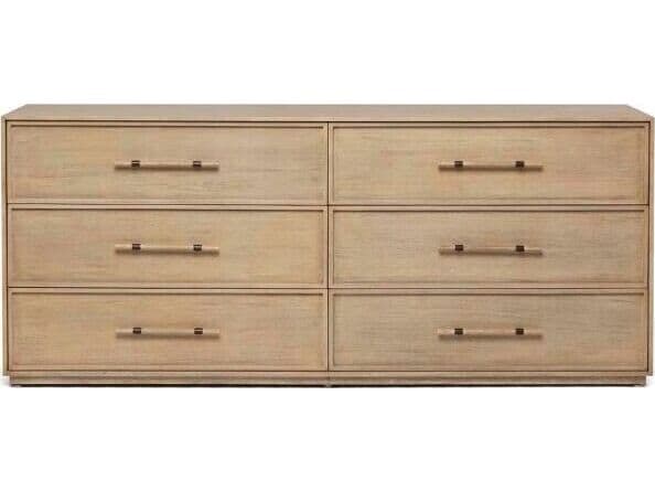 Interlude Home Clement 6-Drawers Natural Mahogany Wood Double Dresser