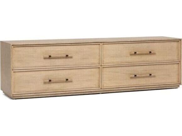 Interlude Home Clement 4-Drawers Natural Mahogany Wood Double Dresser
