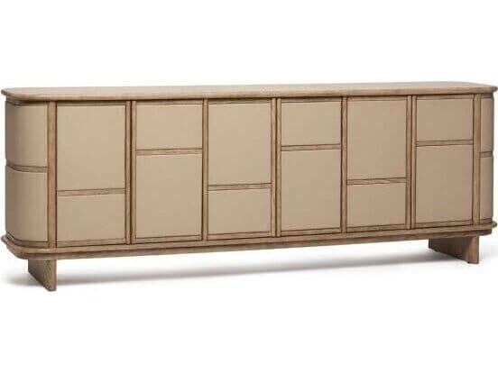 Interlude Home Guilford 84" Washed Taupe Cream Latte Media Console