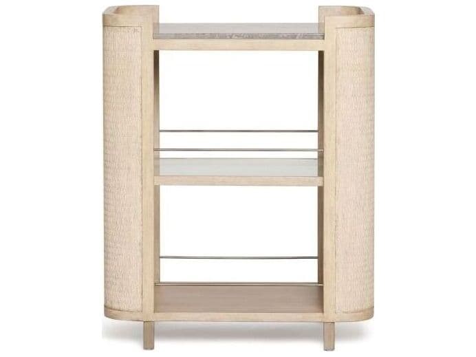 Interlude Home Harperly Marble Natural Washed Taupe Fossil Satin Aged Bronze Bar Cart