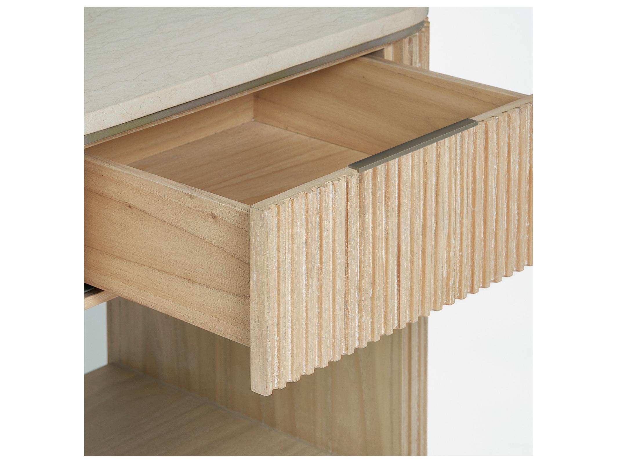 Interlude Home Morrison 1-Drawer Beige Mindi Wood Nightstand