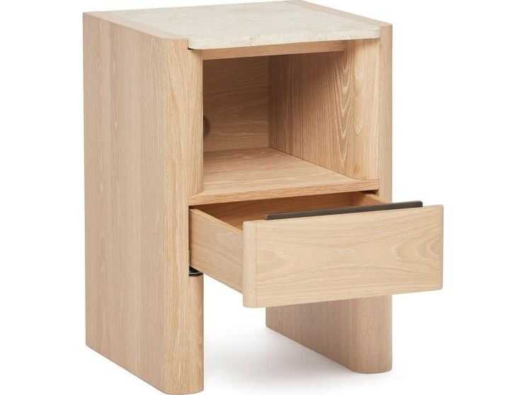 Interlude Home Arden 1-Drawer Natural Oak Wood Nightstand