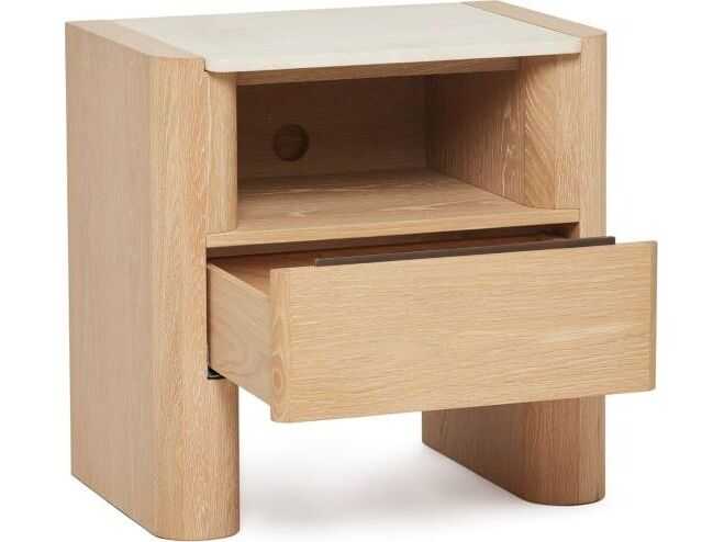 Interlude Home Arden 1-Drawer Natural Oak Wood Nightstand