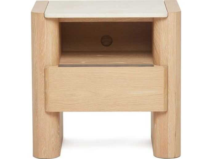 Interlude Home Arden 1-Drawer Natural Oak Wood Nightstand