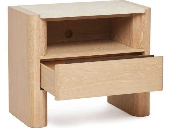 Interlude Home Arden 1-Drawer Natural Oak Wood Nightstand