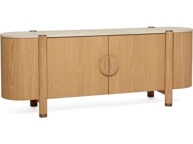 Interlude Home Thorne 84" Saddle Honey Antique Brass Media Console