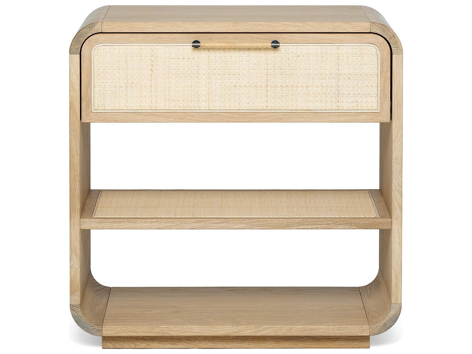 Interlude Home Marsh 1-Drawer Beige Oak Wood Nightstand