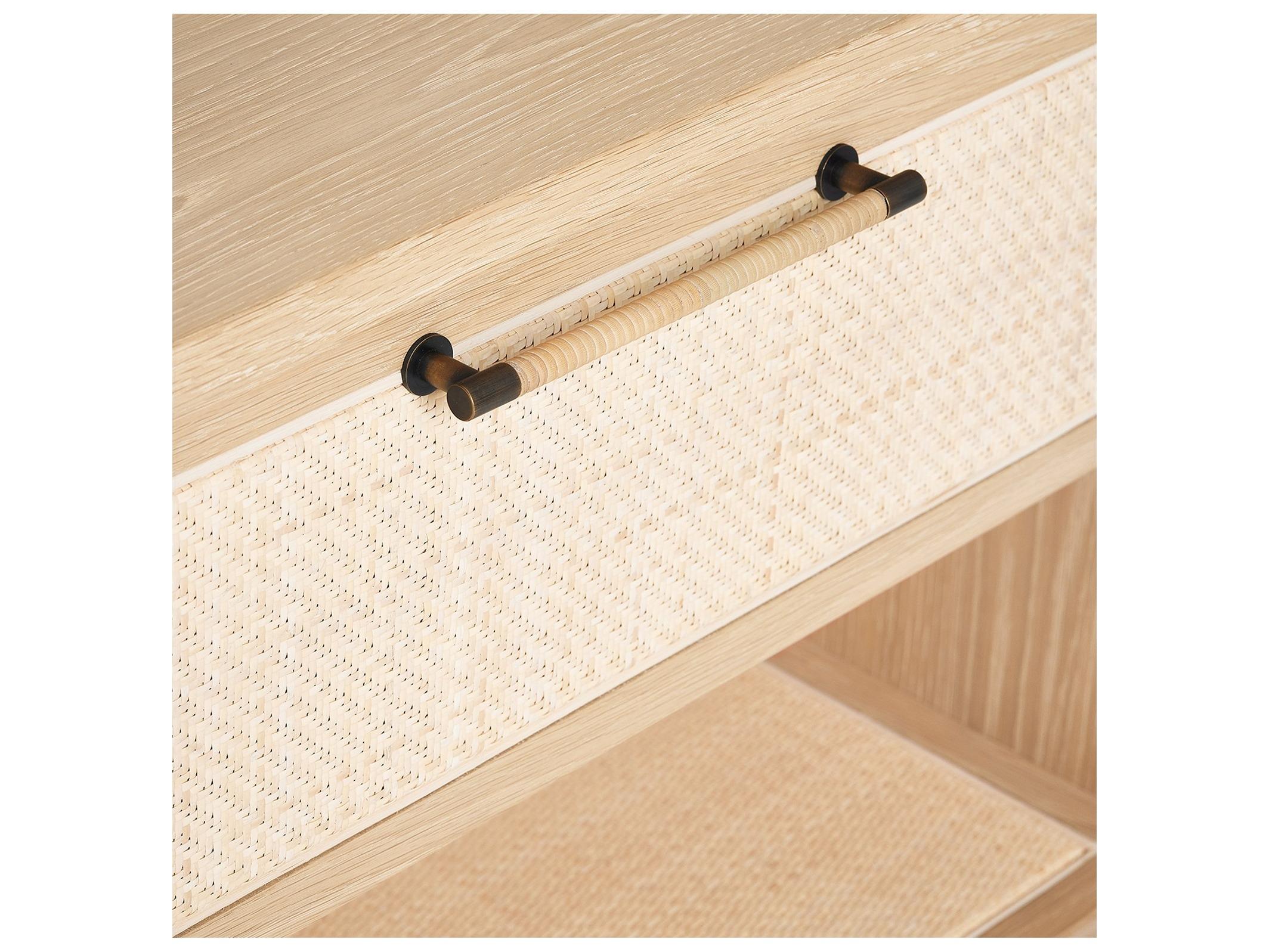 Interlude Home Marsh 1-Drawer Beige Oak Wood Nightstand