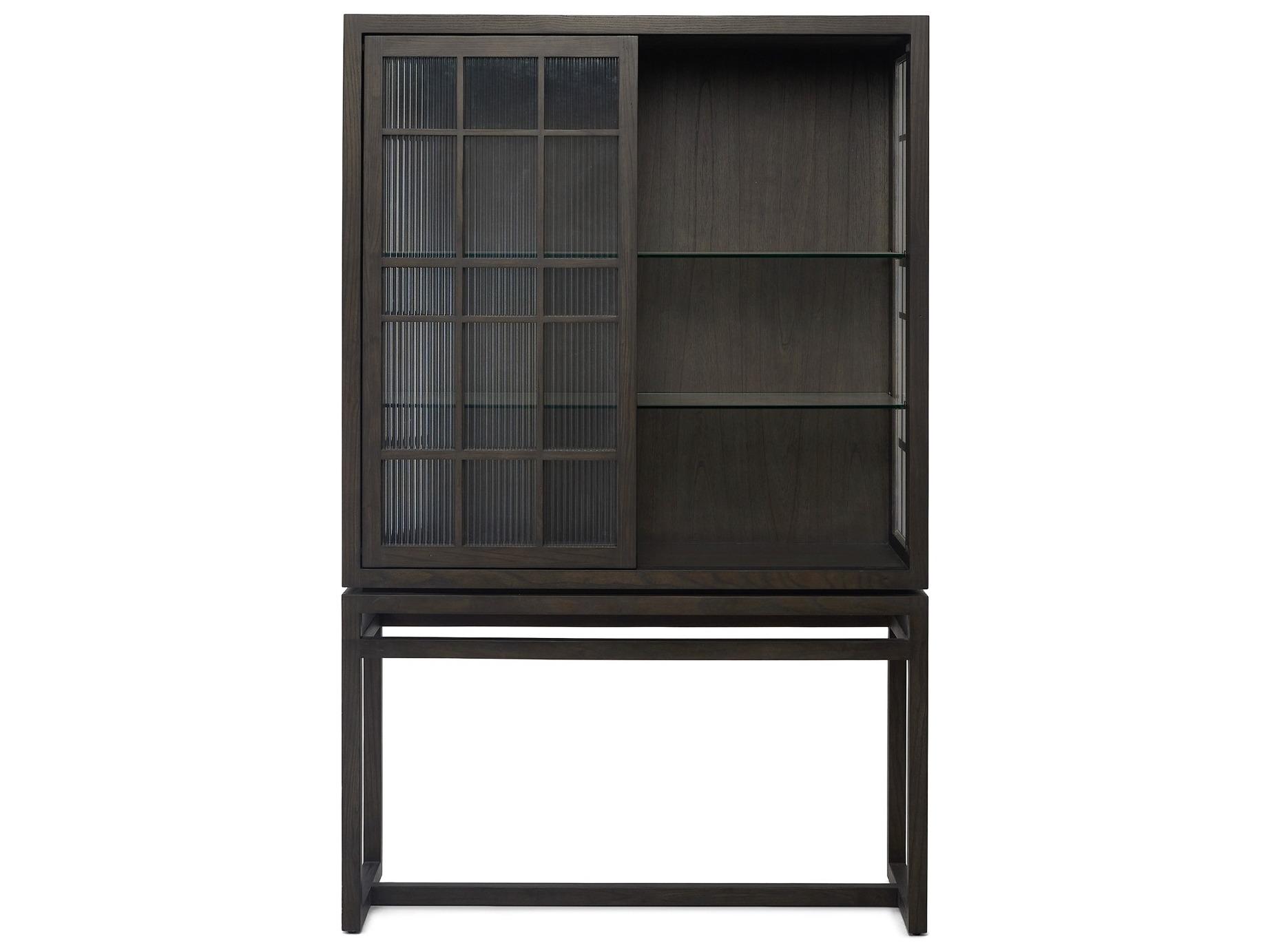Interlude Home Hadley Oak Wood Cinder Display Cabinet