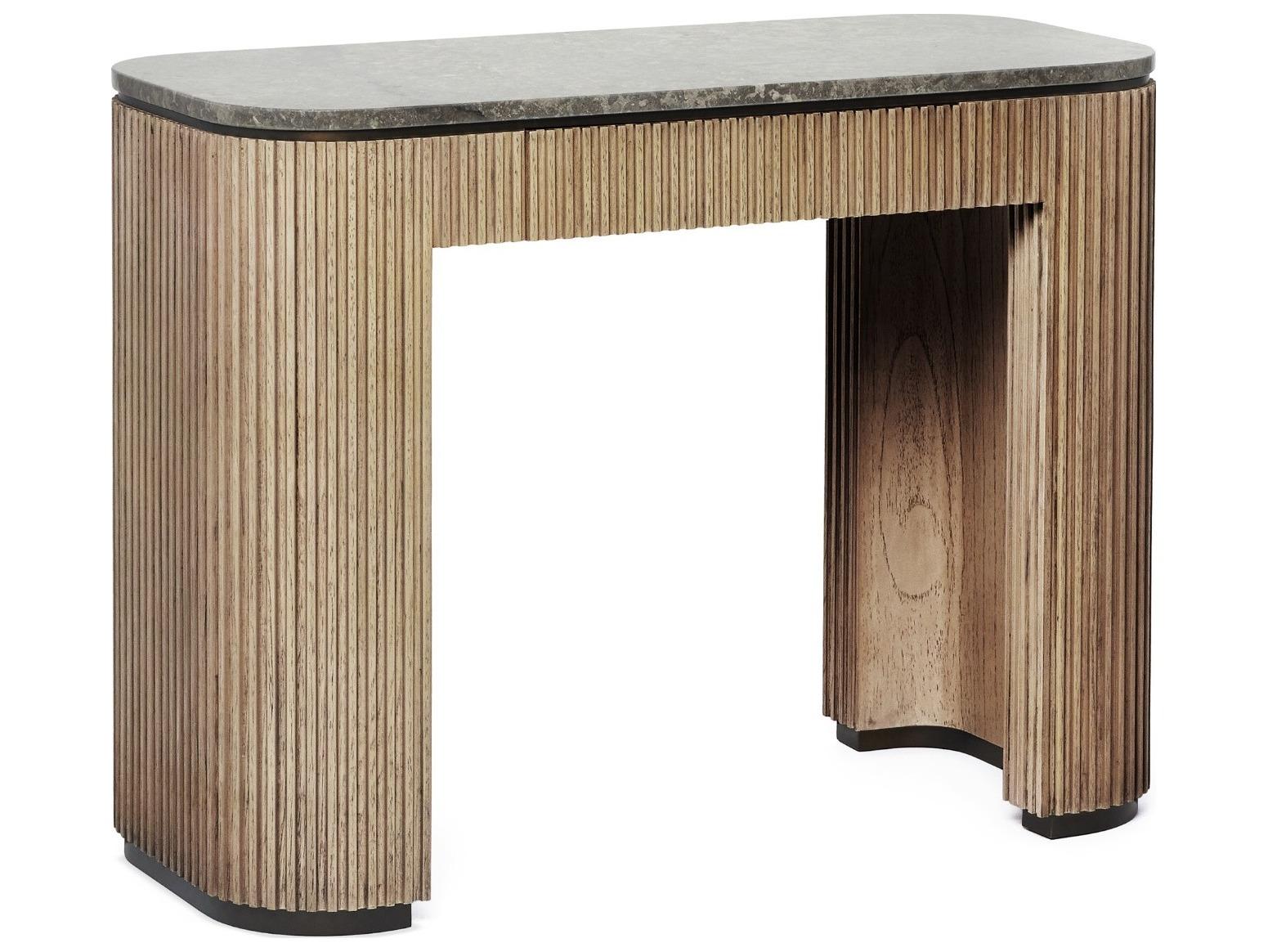 Interlude Home Morrison Washed Taupe Fossil Deep Bronze Mindi Wood Vanity Table