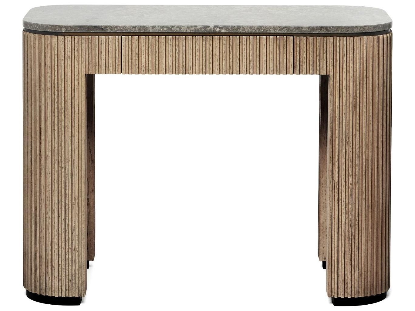 Interlude Home Morrison Washed Taupe Fossil Deep Bronze Mindi Wood Vanity Table