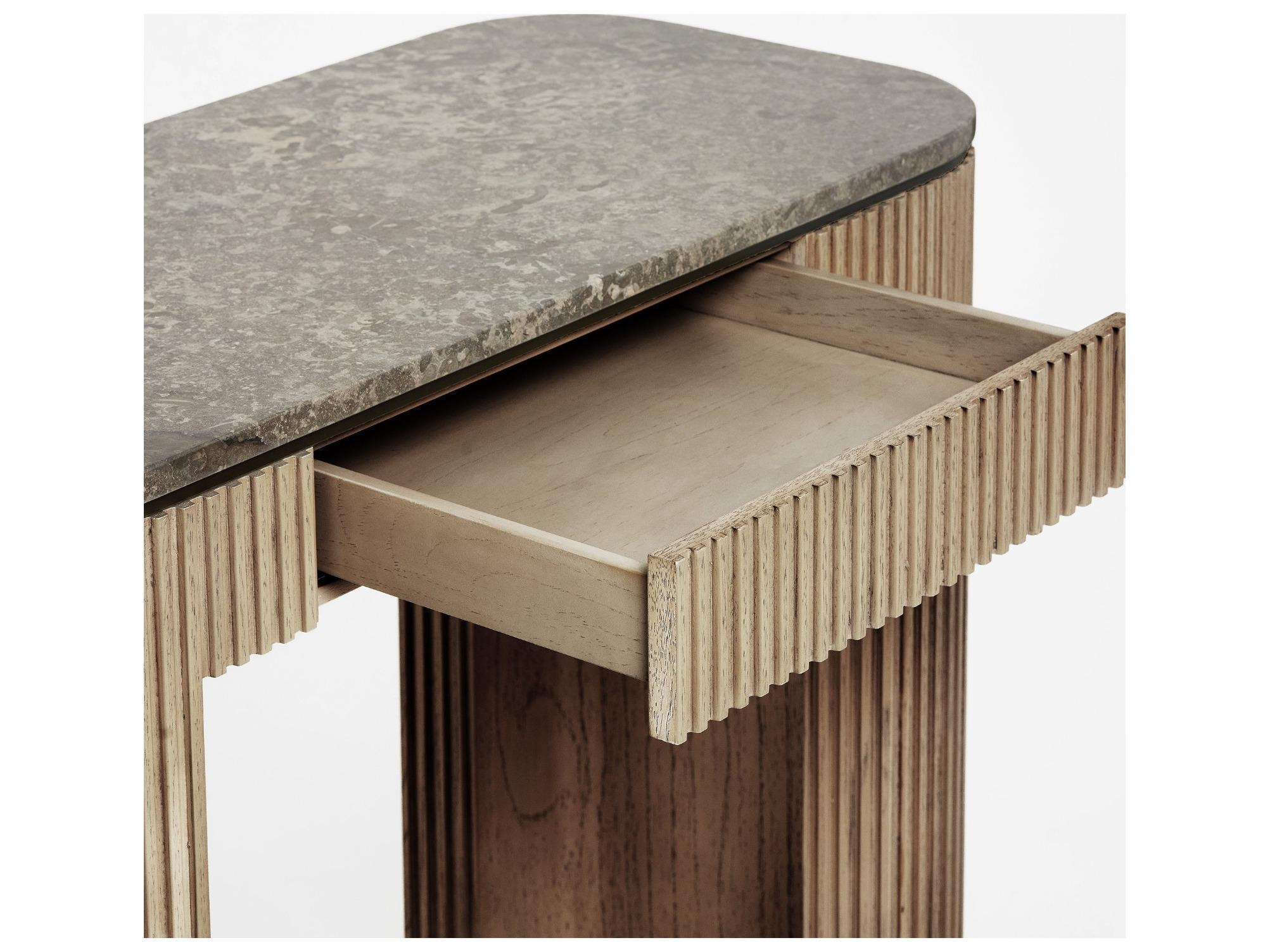 Interlude Home Morrison Washed Taupe Fossil Deep Bronze Mindi Wood Vanity Table