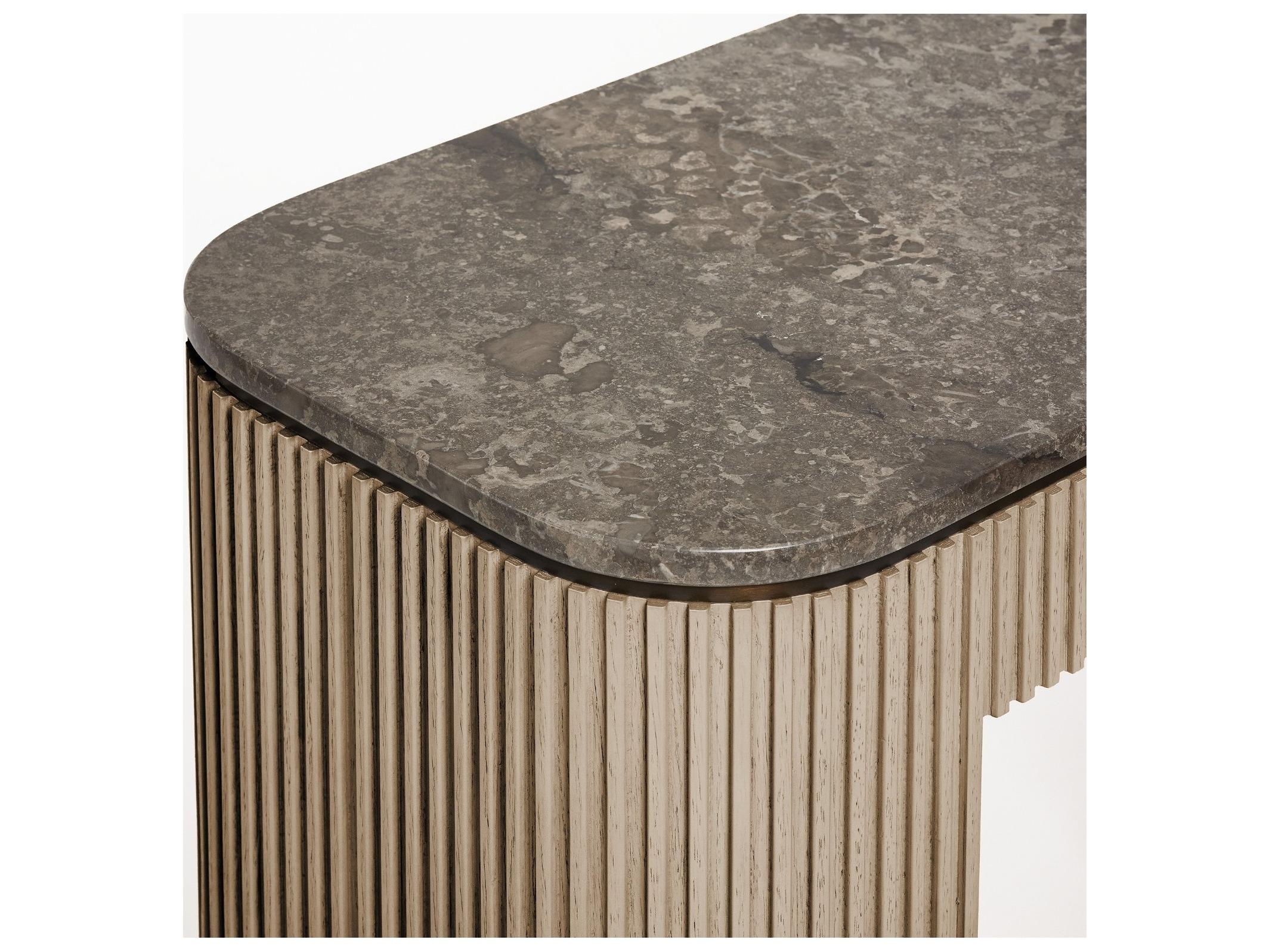 Interlude Home Morrison Washed Taupe Fossil Deep Bronze Mindi Wood Vanity Table