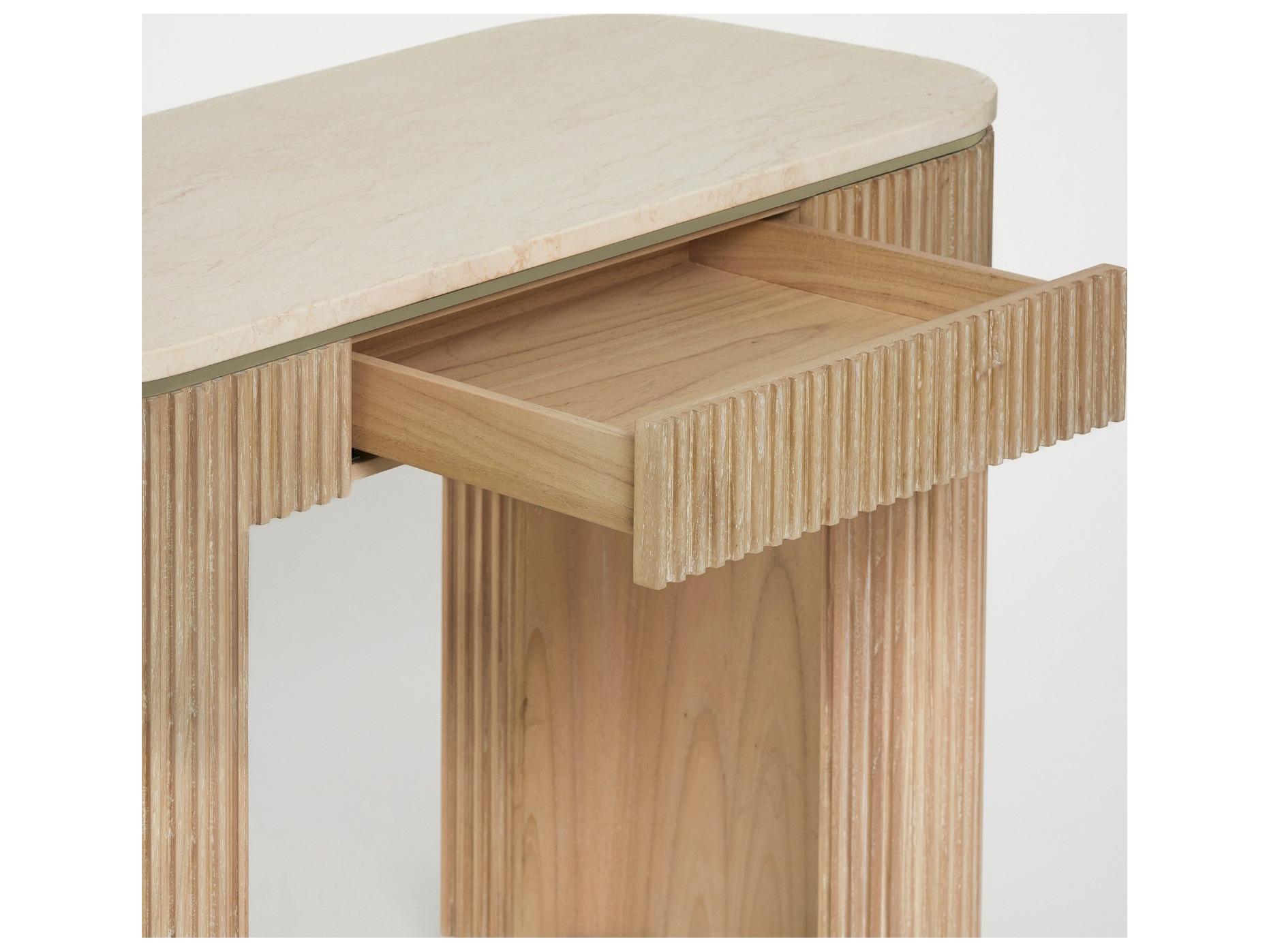 Interlude Home Morrison Husk Honey Champagne Silver Mindi Wood Vanity Table