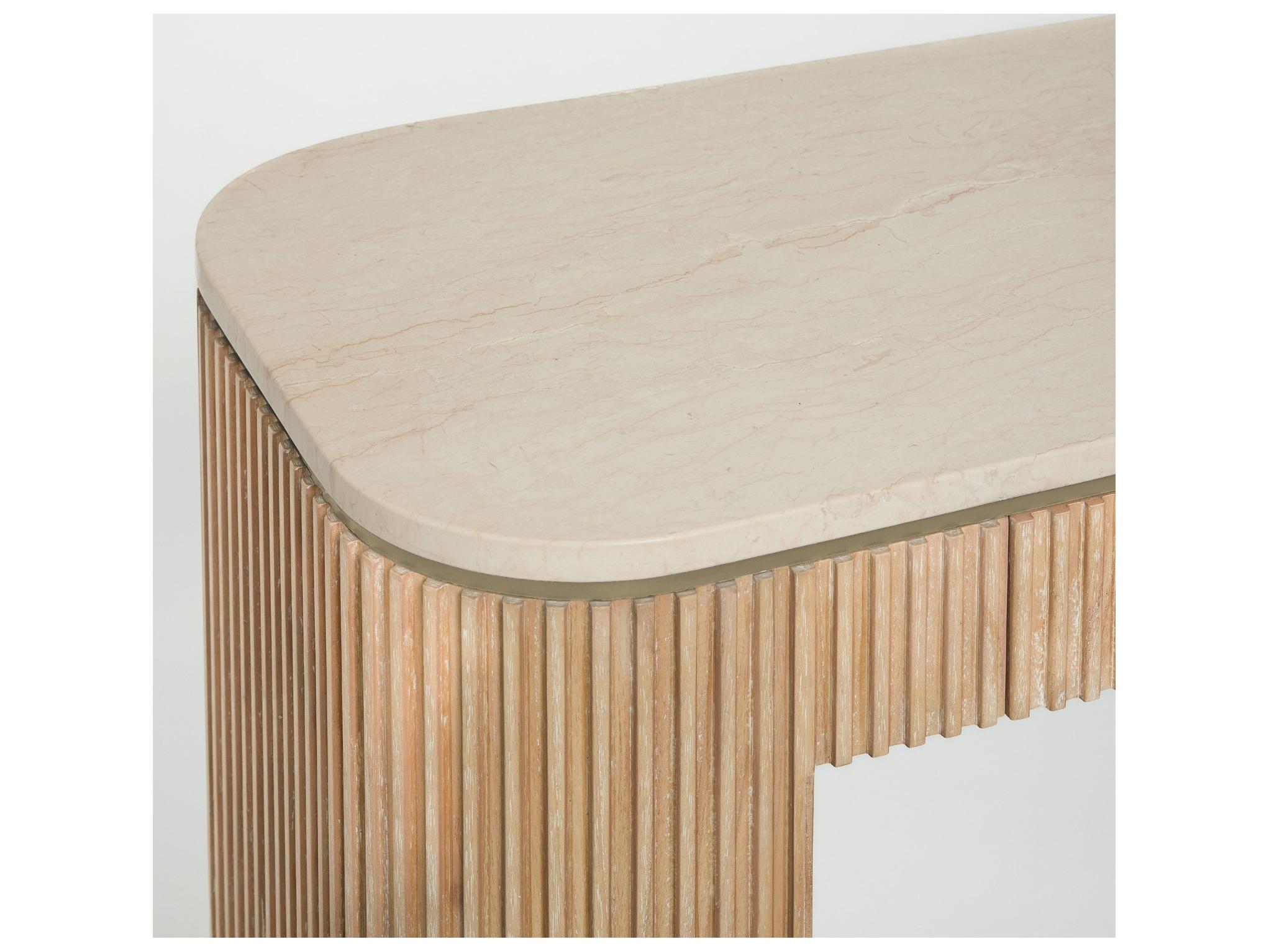 Interlude Home Morrison Husk Honey Champagne Silver Mindi Wood Vanity Table