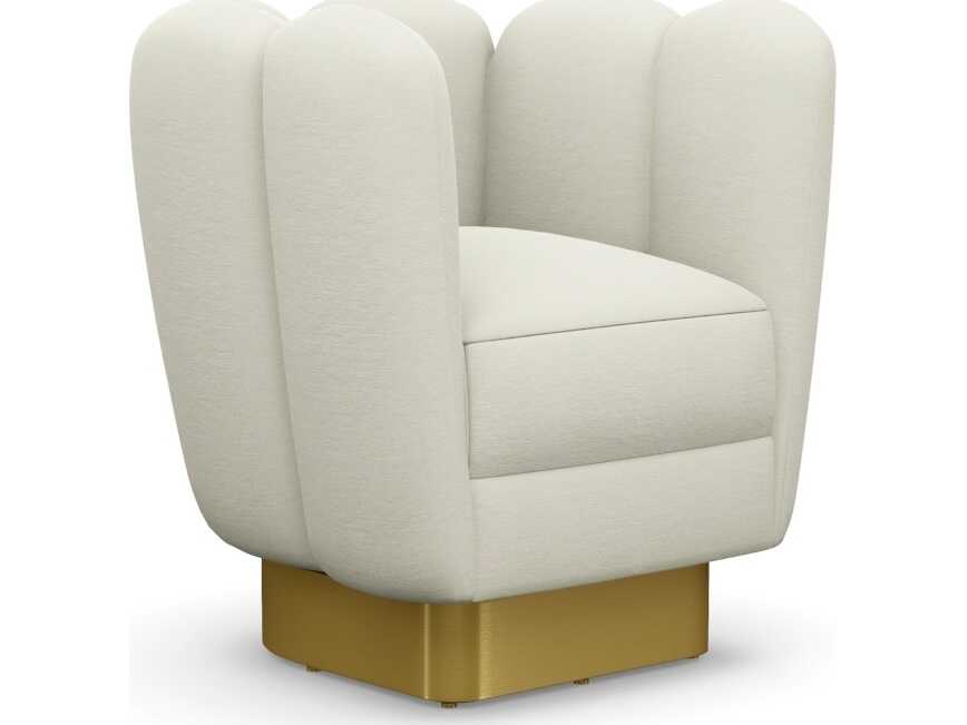 Interlude Home Gallery Swivel White Accent Chair