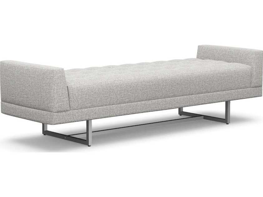 Interlude Home Luca Storm Polished Nickel Gray Upholstered Accent Bench