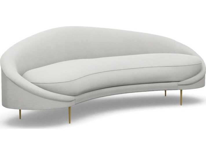Interlude Home Ava Fresco Polished Brass Beige Faux Leather Sofa