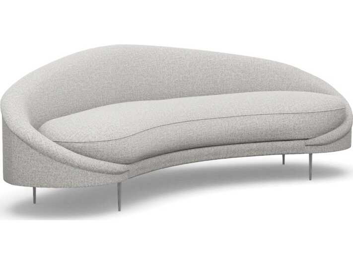Interlude Home Ava Storm Polished Nickel Gray Upholstered Sofa