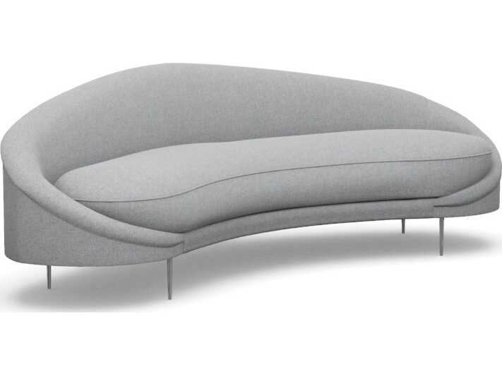 Interlude Home Ava Pure Grey Polished Nickel Upholstered Sofa