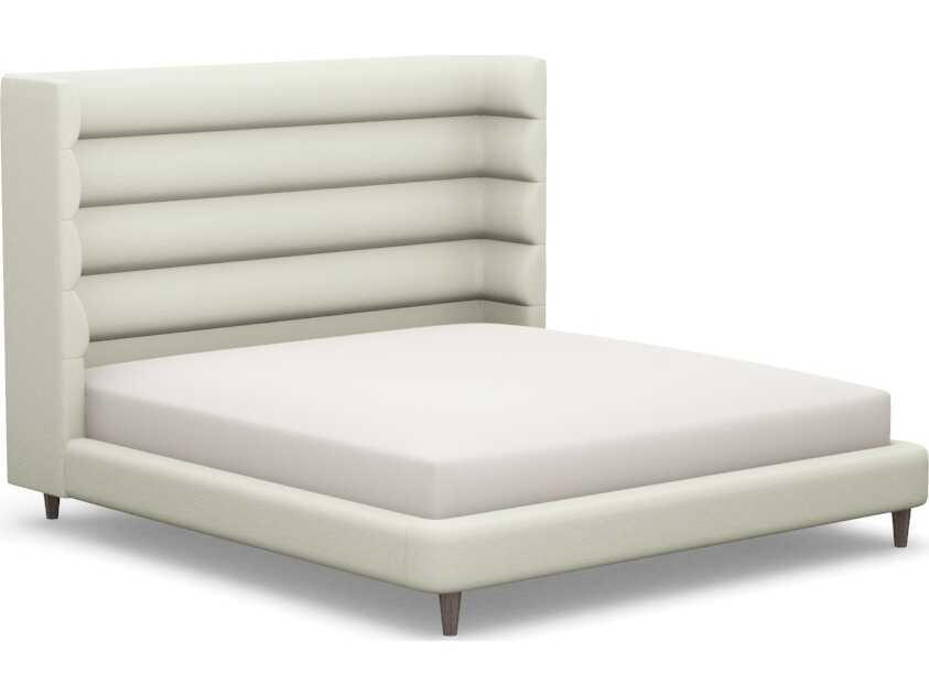 Interlude Home Ornette White Walnut Wood Upholstered King Platform Bed