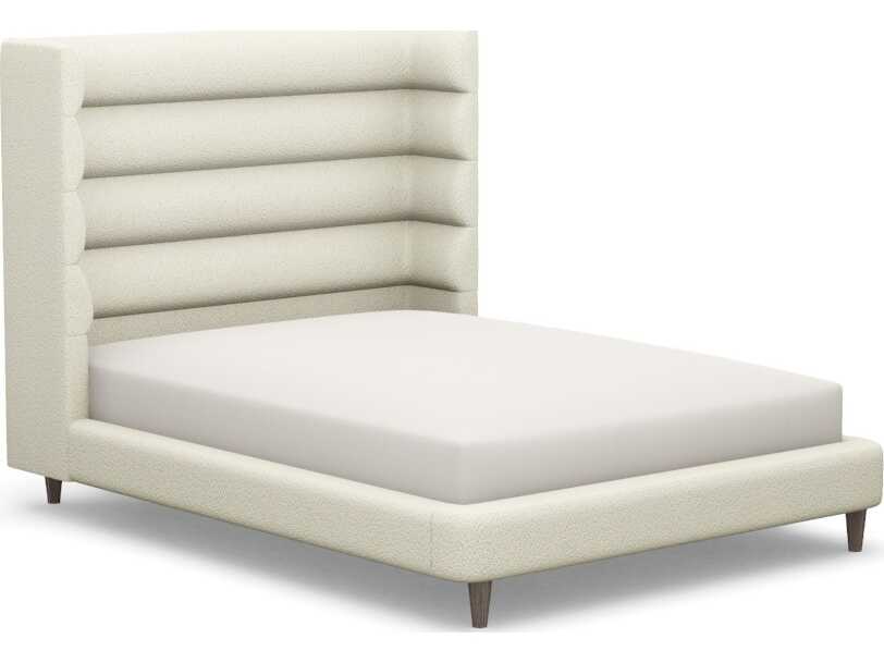 Interlude Home Ornette Beige Walnut Wood Upholstered Queen Platform Bed