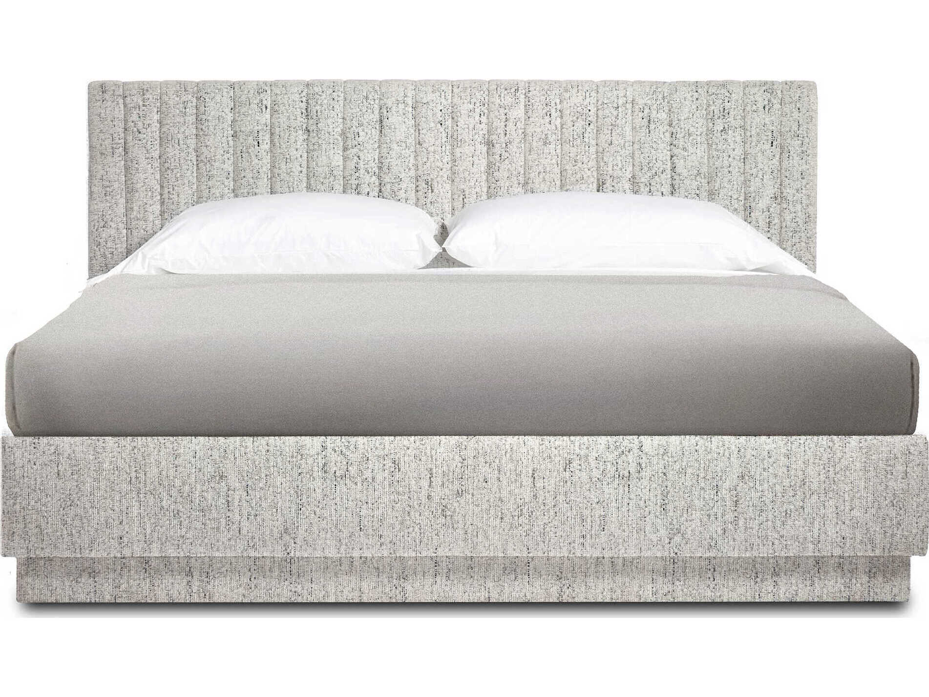 Interlude Home Skylar Maya Jade Gray Upholstered King Platform Bed