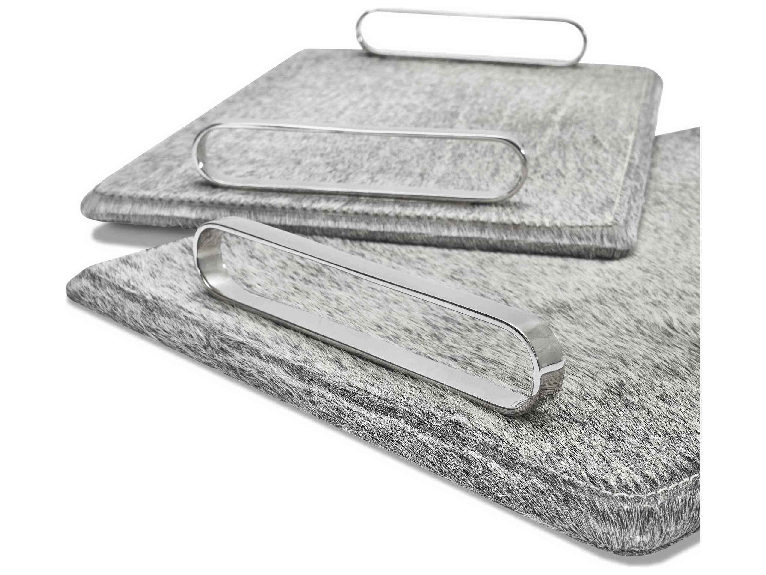 Interlude Home Audrina Natural Hide / Polished Nickel Serving Trays Set of 2