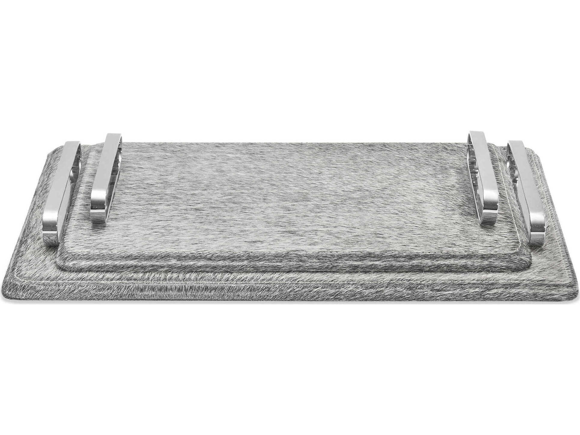 Interlude Home Audrina Natural Hide / Polished Nickel Serving Trays Set of 2