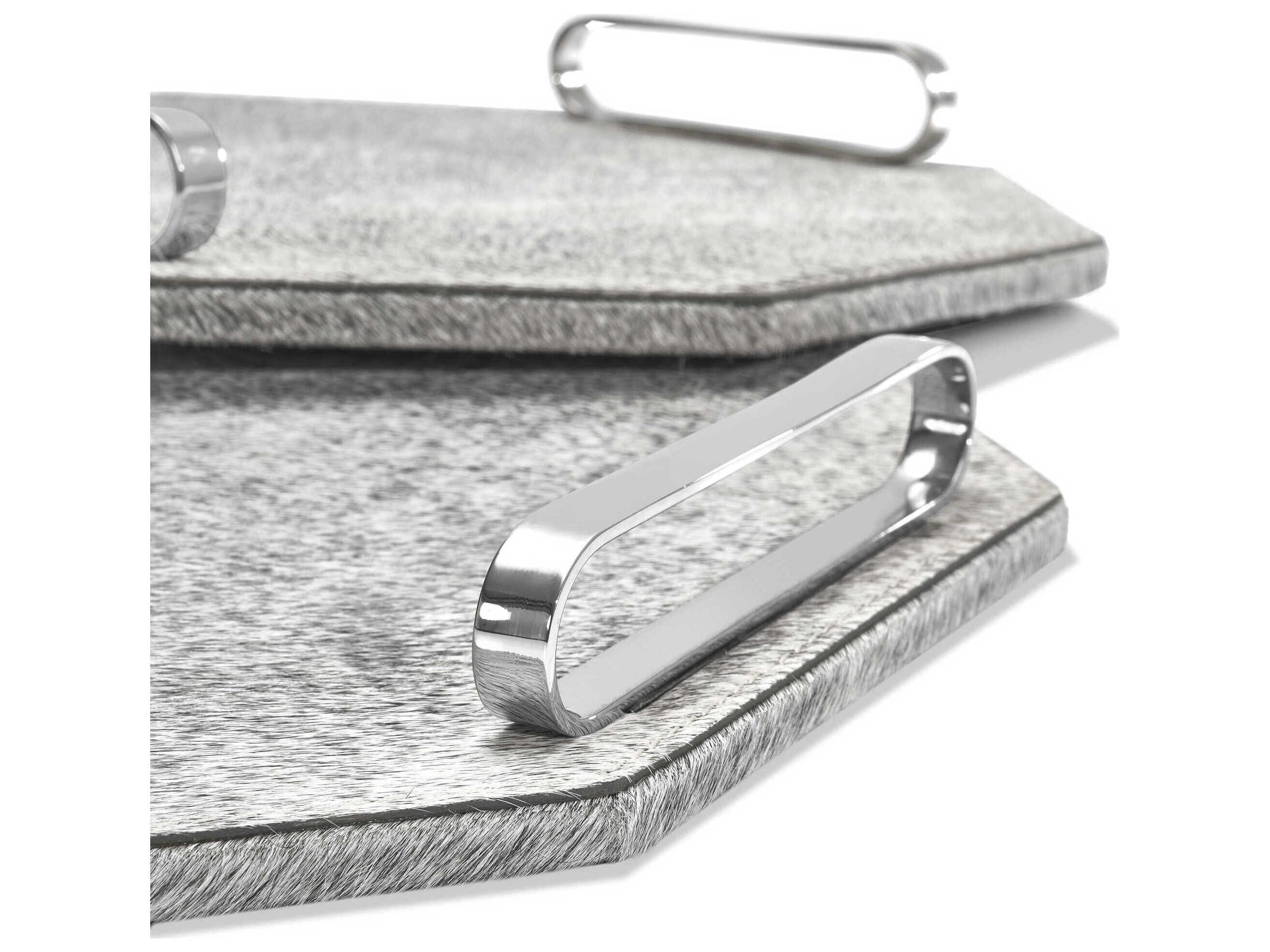 Interlude Home Audrina Natural Hide / Polished Nickel Serving Trays Set of 2