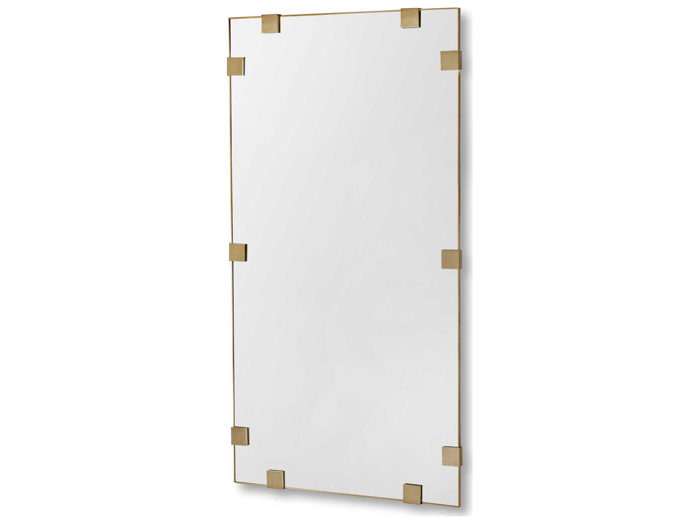 Interlude Home Nippon Brushed Brass Plain Mirror Floor Rectangular