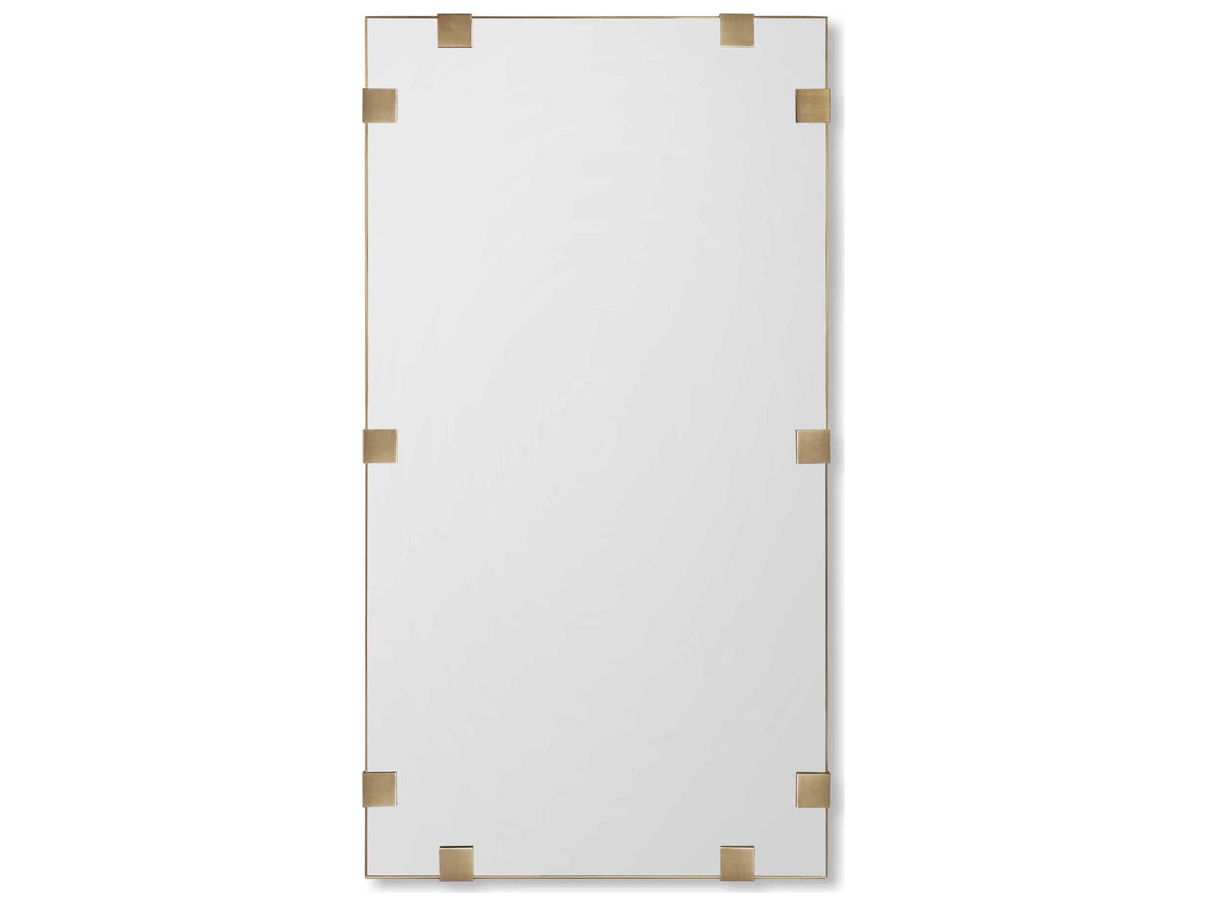Interlude Home Nippon Brushed Brass Plain Mirror Floor Rectangular