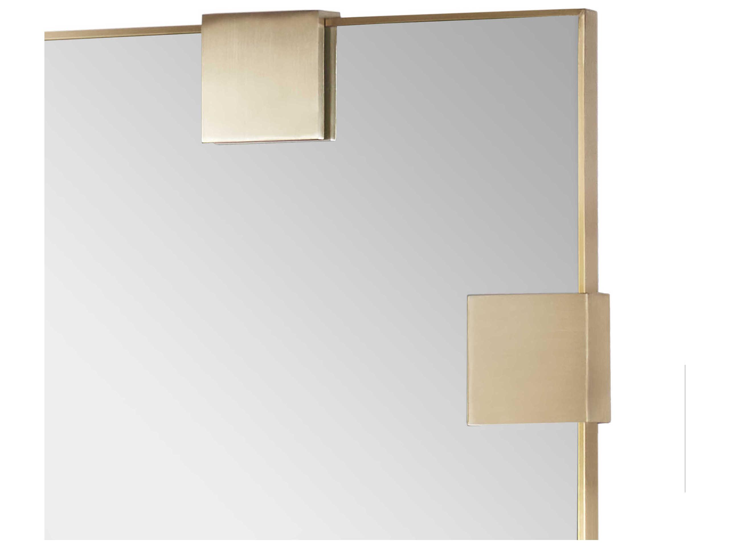Interlude Home Nippon Brushed Brass Plain Mirror Floor Rectangular