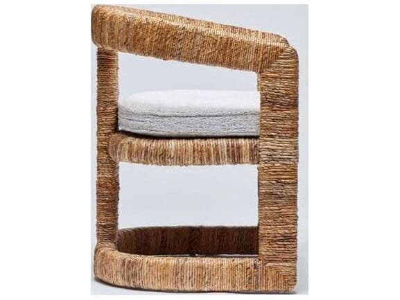 Interlude Home Laguna Bamboo Wood Natural Arm Dining Chair