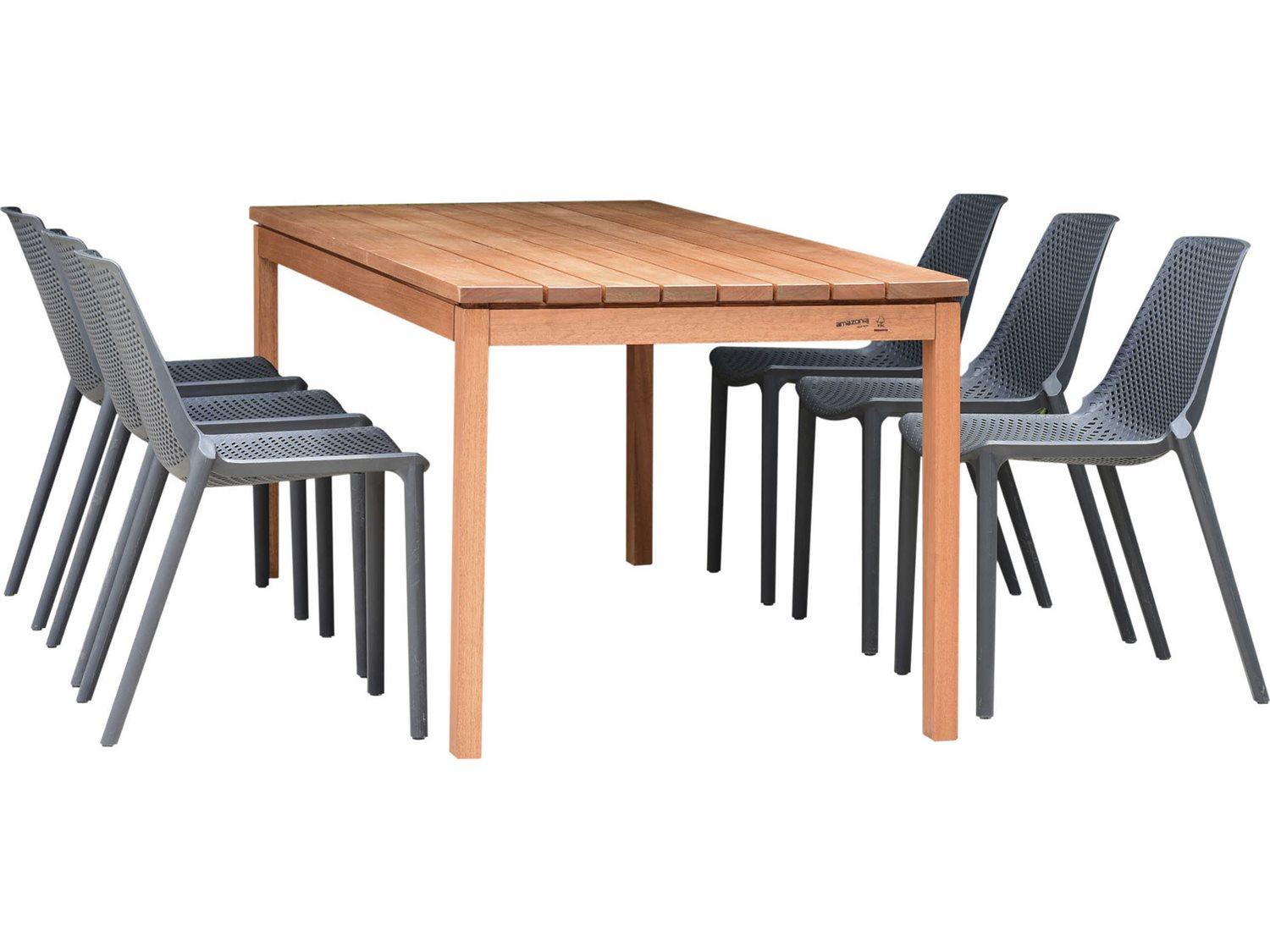 International Home Miami Amazonia Madrid 7 Piece Rectangular Wood Outdoor Patio Dining Set