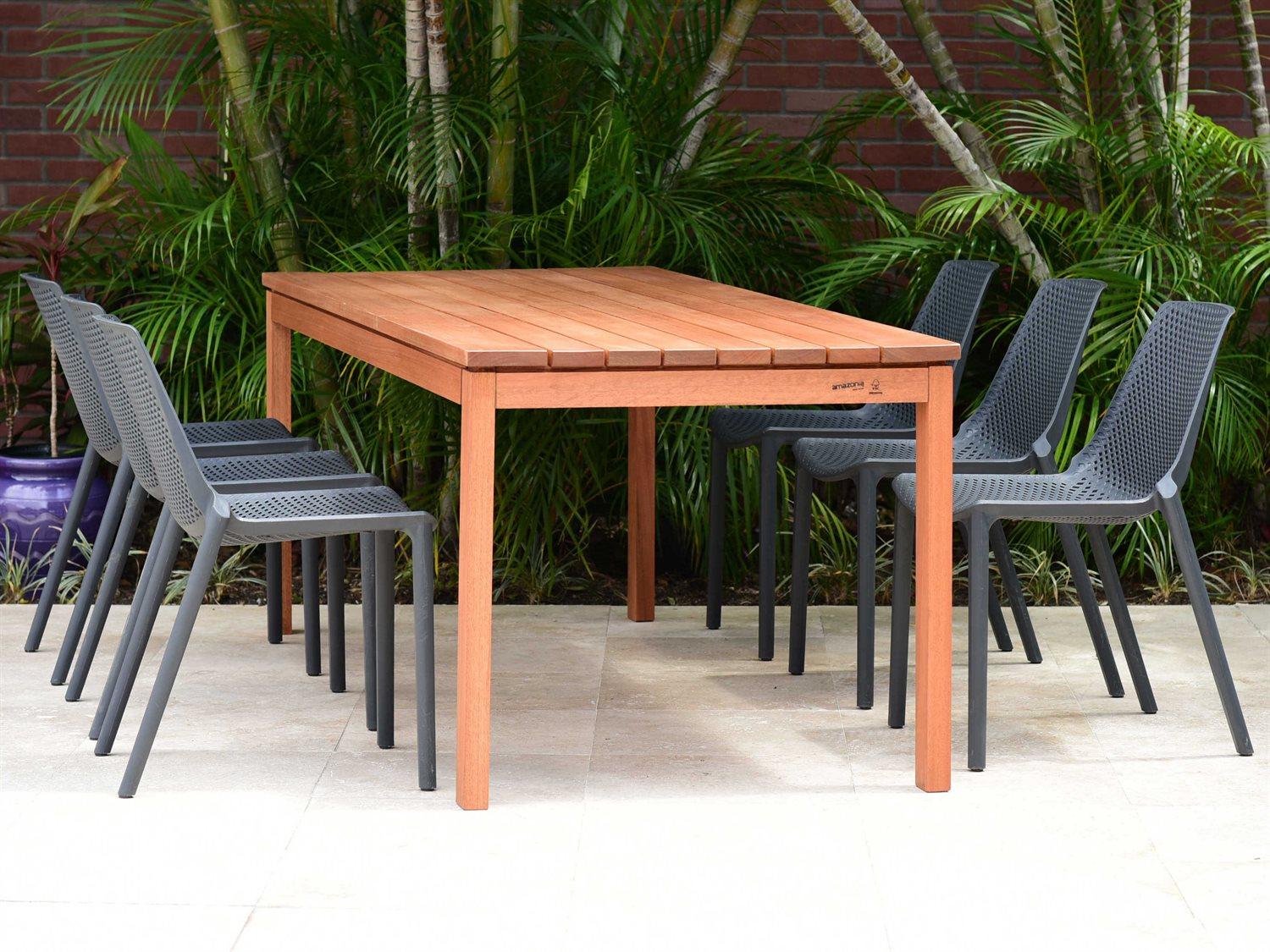 International Home Miami Amazonia Madrid 7 Piece Rectangular Wood Outdoor Patio Dining Set