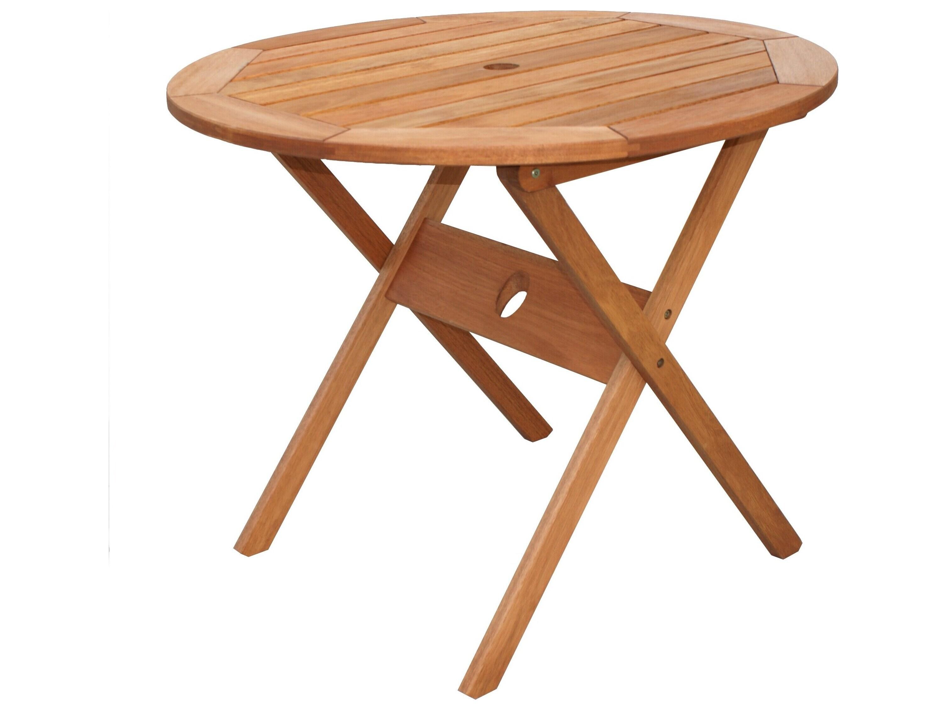 International Home Miami Amazonia 3 Piece Bristol 100% FSC Certified Solid Wood For Outdoor Round Table With Black Chair