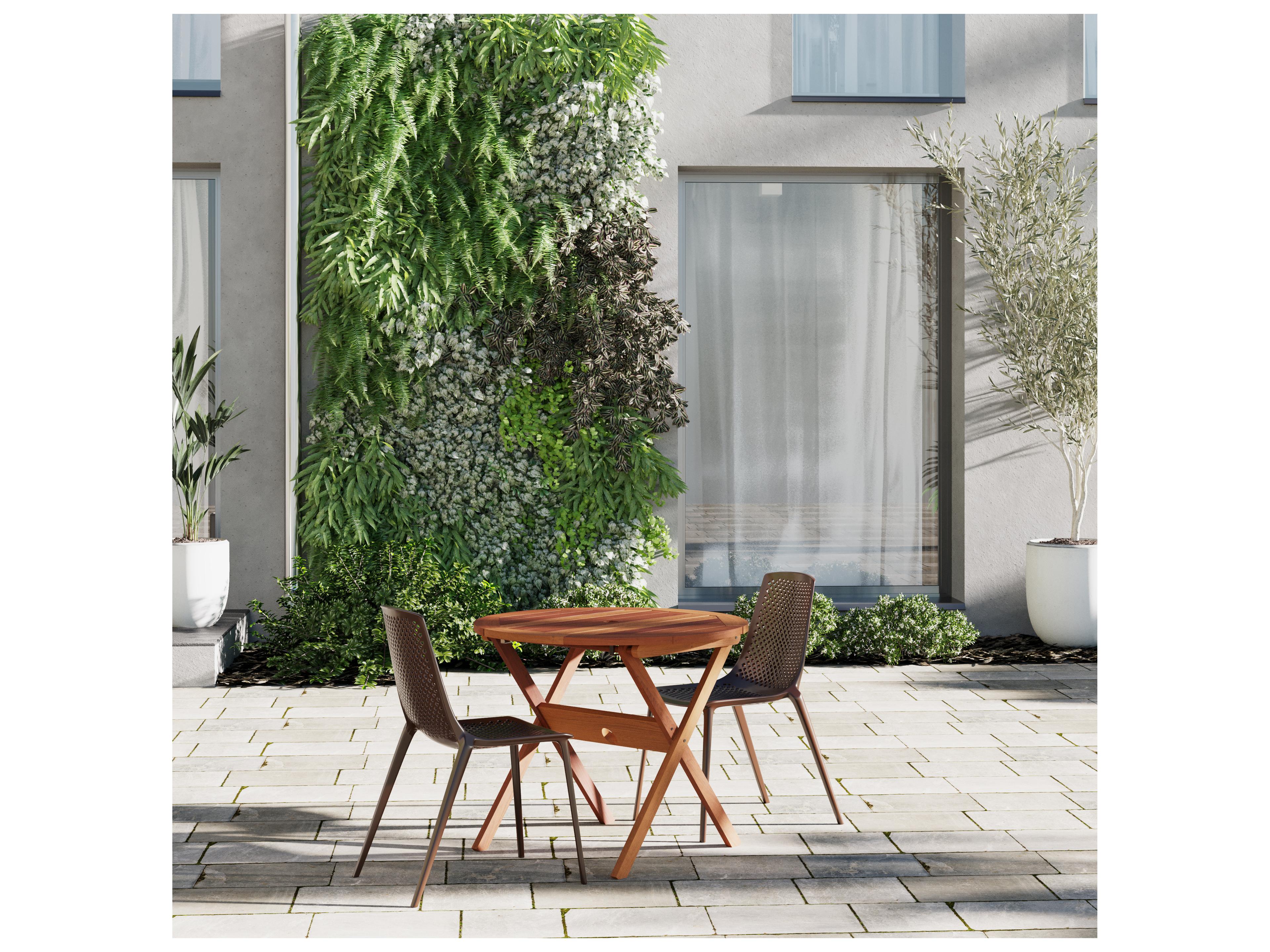 International Home Miami Amazonia Wood Resin Brown 3 Piece Octagonal Patio Dining Set