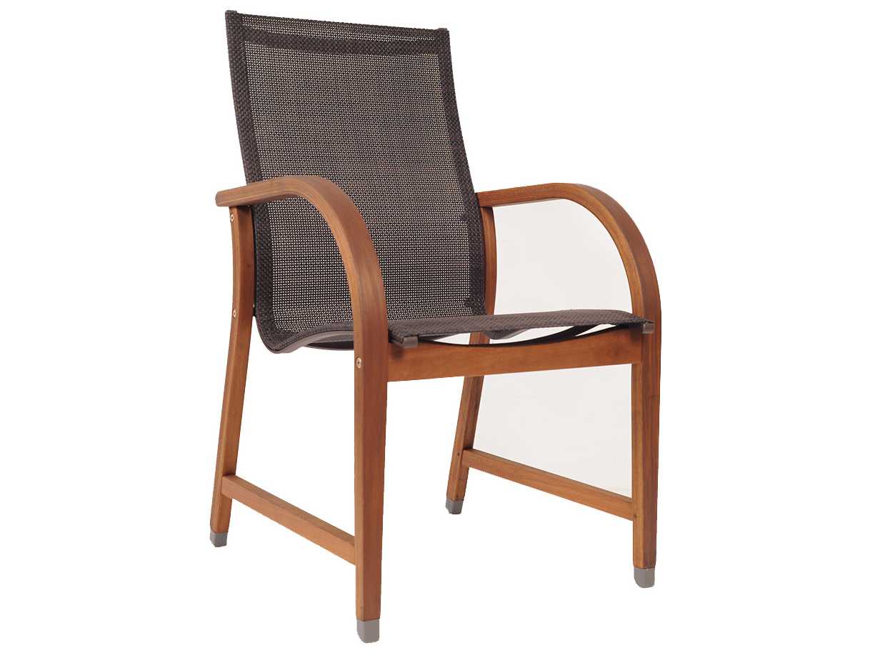 International Home Miami Amazonia Bahamas 5 Piece Eucalyptus Rectangular Outdoor Dining Set with Brown Sling Chair